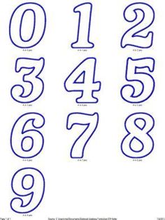 the numbers are drawn in blue ink on a white background, and each number has an individual