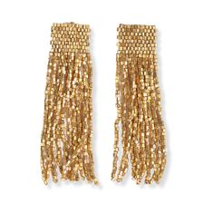 Marilyn Solid Beaded Fringe Earring Gold – INK+ALLOY, LLC Fringe Earring, Gold Bead Earrings, Beaded Fringe Earrings, Gold Fringe, Alloy Earrings, Holiday Earring, Beaded Fringe, Tassel Fringe, Modern Bohemian