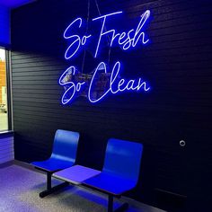 So Fresh So Clean Neon Sign Exhibition Signage, Ambiguous Quotes, So Fresh So Clean, Neon Letters, Neon Box, Commercial Signs, Personalized Home Decor, Business Signage, Quick Quotes