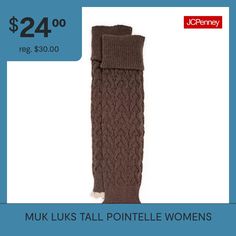 Muk luks pointelle leg warmers combine warmth, coziness, and style in a beautiful 18" design. Featuring a decorative contrasting scalloped edge, a fold-over top cuff and a ribbed bottom cuff, these leg warmers add a charming touch to any outfit. # Pieces In Set: 1 PairFeatures: Multi-PackFiber Content: 100% AcrylicFabric Description: KnitCare: Tumble Dry, Machine WashCountry of Origin: Imported Leg Warmers Brown, Outfit Pieces, Scalloped Edge, Leg Warmers, Socks, Cuff, Design