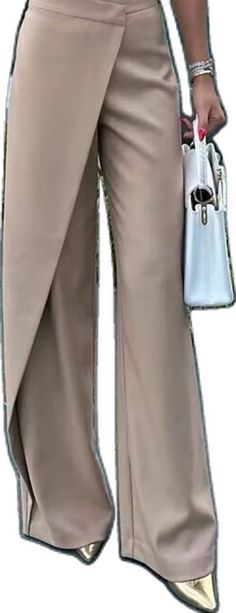 Khaki Dress Trousers For Spring, Khaki Dress Pants For Spring, Spring Khaki Dress Trousers, Spring Khaki Dress Pants, Chic Full-length Khaki Bottoms, Chic Khaki Full Length Bottoms, Chic Khaki Full-length Bottoms, Beige Full-length Dress Pants For Spring, Chic Full Length Khaki Wide Leg Pants