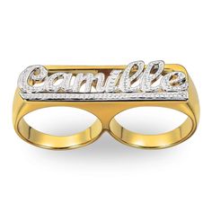 PRICES MAY VARY. 🎁Personalized Name Rings: Name rings for women can be personalized with any letter/name/phrase (5-10 letters), click "Customize Now" to customize your own statement ring! 🎁Design inspiration: Two-finger name ring combines the elements of a name and a double ring, and is designed in two shades of gold and silver, making the ring more colorful and the overall shape more fashionable, as well as showing off your personality. 🎁Material & Size: Engraved name ring is made of excelle Personalized Nameplate Ring For Promise, Personalized Engraved Nameplate Ring For Promise, Personalized Nameplate Promise Ring, Customized Nameplate Rings For Anniversary, Engraved Nameplate Ring For Promise, Gold Nameplate Ring With Custom Name, Gold Nameplate Engraved Ring For Anniversary, Gold Engraved Nameplate Ring For Anniversary, Silver Nameplate Engraved Ring