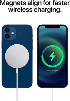 an advertisement for the new iphone charger and charging device with text that reads, magnets align for faster wireless charging