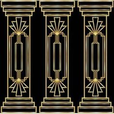 an art deco design in gold and black