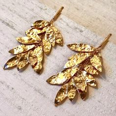 Golden Metal Leaves Statement Earrings * Brand New, No Tags * Anthropologie * Color: Gold Gold Leaf-shaped Earrings For Party, Gold Leaf-shaped Single Earring, Gold Single Leaf-shaped Earring, Elegant Leaf-shaped Jewelry For Party, Elegant Leaf-shaped Party Jewelry, Gold Leaf-shaped Nickel-free Earrings, Leaf-shaped Metal Party Jewelry, Elegant Leaf-shaped Metal Earrings, Elegant Gold Plated Leaf Earrings