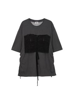 This is a trendy and casual top by MARGESHERWOOD that is made out of high quality and sturdy material. With distinctive mood of the design and comfortable wear, you can style it for your casual daily outfit.- Relaxed oversized silhouette- Corset detail with eyelets and strings- Cotton 100% pigment fabric Oversized Silhouette, Casual Top, Daily Outfits, Casual Tops, Dark Grey, Lace Up, Style Inspiration, Lace, Grey