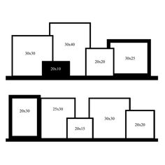 two black and white shelves with numbers on each shelf, one is numbered in the same size