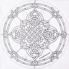 a drawing of an intricate design in the shape of a circle with intertwined lines