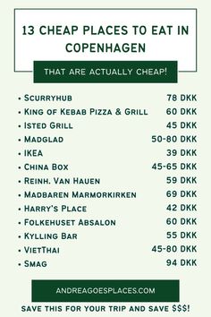 the menu for an upcoming gourmet restaurant, with prices in green and white