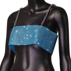 Our EUPHORIA top is a see through top made of rhinestone fishnet fabric. SIZE Bust Waist 26.77-37.40 4.72 Blue Mesh Top For Summer Party, Summer Party Mesh Top With Rhinestones, Stretch Rhinestone Crop Top For Club, Fishnet Rhinestone Top, Fitted Rhinestone Crop Top For Clubbing, Summer Party Fishnet Crop Top, Party Fishnet Mesh Crop Top, Party Mesh Crop Top With Fishnet Details, Sparkly Purple Crop Top