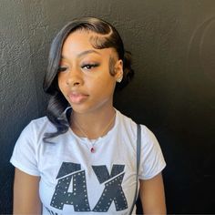 Closer Wig Hairstyles, Flat Ironed Hairstyles, Regular Hairstyles, Slick Back Ponytail, Grad Hair, Back Ponytail, Women With Locs, Side Curls, Slicked Back Ponytail