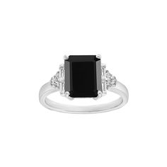 This classic and chic onyx ring features white topaz accents, and is sure to make a statement.Click on this JEWELRY & WATCHES GUIDE to learn about fit, styles, materials and more! This classic and chic onyx ring features white topaz accents, and is sure to make a statement.Click on this JEWELRY & WATCHES GUIDE to learn about fit, styles, materials and more! Nickel free Metal: sterling silver Plating: rhodium Packaging: boxed Width: 10mm Finish: polishedSTONE DETAILS Stone type: onyx, white topaz