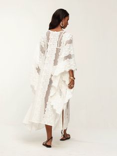 Chic White Kaftan For Beach Season, Chic Broderie Anglaise Maxi Dress For Vacation, Spring Vacation Maxi Dress With Broderie Anglaise, Summer Lace Dress With Chikankari Embroidery, Spring Beach Dress With Broderie Anglaise, Vacation Midi Dress With Broderie Anglaise, Beachwear Maxi Dress With Lace Trim For Vacation, Vacation Beachwear Maxi Dress With Lace Trim, Chic White Kaftan For Beach Cover-up