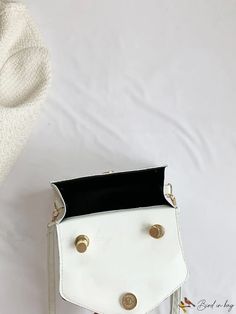 BirdinBag - Crocodile Embossed Mini Square Bag with Knot Handle Design White Crossbody Evening Bag With Phone Holder, White Crossbody Evening Bag For Mobile Phone, White Evening Bag For Daily Use, White Flap Bag With Top Handle For Gift, White Top Handle Flap Bag As Gift, White Top Handle Flap Bag For Gift, White Square Phone Bag With Adjustable Strap, White Crossbody Clutch With Phone Pocket, White Crossbody Mobile Phone Clutch