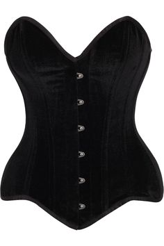 Overbust corset made of velvet fabric Front Busk Closure 10 Spiral Steel boned with 4 Flat steel bones Ribbon tie closure at back for cinching Privacy Panel Lined Hand Wash Velvet Corset Dress With Boned Bodice, Fitted Velvet Corset For Costume Party, Fitted Velvet Corset Dress With Boned Bodice, Gothic Velvet Corset For Costume Party, Velvet Fitted Corset With Boned Bodice, Elegant Velvet Fitted Corset, Gothic Fitted Corset With Hook And Eye Closure, Velvet Underbust Corset, Fitted Velvet Underbust Corset