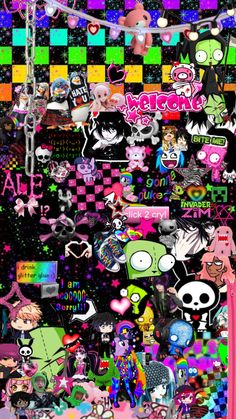 a bunch of stickers that are on a phone screen and in front of a wall