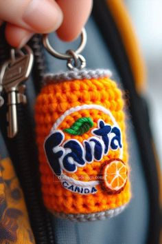 Crochet Fanta Aesthetic Crochet Keychain Ideas, Orange Crochet Ideas, Diet Coke Can, Keychain Craft, Dr Pepper Can, Crochet Monsters, Fanta Can, Pola Amigurumi, Pop Cans