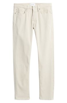 A sharp balance of casual and elevated, these slim-tailored pants keep you comfy in super-stretchy brushed twill sourced from breathable, sustainable fibers. 32 1/2" inseam; 14 1/2" leg opening; 10" front rise Zip fly with button closure Five-pocket style 74% lyocell, 17% cotton, 7% elasterell-p, 2% elastane Machine wash, tumble dry Made in Turkey Men's Clothing Beige Straight Leg Chinos With Patch Pockets, Neutral Straight Leg Pants With Welt Pockets, Neutral Pants With Pockets And Straight Hem, Classic Mid-rise Chinos With Five Pockets, Classic Straight Leg Cargo Pants With Five Pockets, Neutral Straight Leg Bottoms With Welt Pockets, Beige Tapered Leg Jeans, Classic Cargo Pants With Five Pockets And Straight Hem, Beige Tapered Leg Jeans With Side Pockets