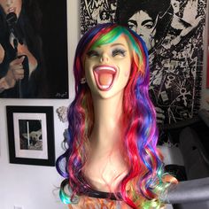 Multi Color Rainbow 23” Wig New. Took Out To Photograph. New And Never Worn. #Lisamariesvibe #Wig #Rainbow #Multicolorwig #Anime #Cosplay #Longcurls #Longwavywig #Harajuku #Rainbowwig #Cosplay #Costume #Festival #Parade #Party #Nightout #Dressup #Pride #Prideparade #Lgbtq #Fun #Flirty #Sexy #Bundle #Bundleaddon #Bundlediscounts Time Costume, Harajuku Hair, Rainbow Wig, Rainbow Hair Color, Long Curls, Pride Parade, Color Rainbow, Pastel Shades, Rainbow Hair