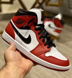 Rock these Red Black Custom Air Jordan 1s for a bold and unique look. These custom kicks combine sleek red and black design with the classic Air Jordan style, making you stand out in any crowd. Grab a pair and step up your sneaker game! Exactly as shown in the pictures. 📷 Brand New & Authentic. 💯 Hand Painted with attention to detail. 👨‍🎨 Waterproof and Flexible. ❤️ Unisex model. Please refer to the Size Chart. 👟👫 Free Worldwide Shipping. ✈️🌍 Red Jordan Shoes With Abzorb Midsole, High-top University Red Sneakers With Contrast Sole, University Red High-top Sneakers With Contrast Sole, Red Sneakers With Contrast Sole For Streetwear, Red High-top Sneakers With Rubber Sole For Streetwear, Custom High-top Sneakers In University Red With Rubber Sole, Jordan Mid-top Shoes With Red Sole For Streetwear, Red High-top Sneakers With Boost Midsole For Streetwear, Red Jordan Shoes For Streetwear