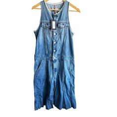 Re/Done Denim Trucker Dress Womens Size S Blue Sleeveless Button Up Raw Edge Nwt Size: S Condition: New With Tags Gender: Women's Material: Cotton Blend Sleeveless Denim Dress With Pockets, Sleeveless Washed Blue Denim Jumpsuit With Pockets, Sleeveless Denim Jumpsuit With Pockets, Sleeveless Washed Blue Denim Dress With Pockets, Sleeveless Washed Dark Wash Denim Dress, Sleeveless Dark Wash Washed Denim Dress, Sleeveless Dark Wash Denim Dress, Spring Sleeveless Medium Wash Denim Jumpsuit, Sleeveless Washed Blue Denim Jumpsuit For Summer