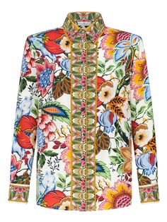 X0800 ETRO PRINTED SILK SHIRT Printed Silk Shirt, Spring Summer 2024, Printed Silk, Silk Crepe, Emilio Pucci, Sleek Look, Silk Shirt, Summer 2024, Lanvin