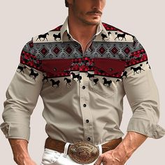 Season:Summer,Fall,Winter,Spring; Fabric:Polyester; Sleeve Length:Long Sleeve; Look After Me:Machine wash; Gender:Men's; Style:Tribal,western style; Elasticity:Micro-elastic; Tops Type:Shirt; Age Group:Adults; Fit Type:Tailored Fit; Pattern:Tribal; Neckline:Shirt Collar; Brand:OUKU; Front page:FF; Listing Date:05/13/2024 Tuxedo Shirt Men, Womens Basic Tops, Mens Printed Shirts, Mens Outdoor Jackets, Fashion Shirts, Outwear Women, Trench Coat Men, Linen Shirt Men, Winter Fabric