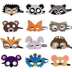 a bunch of masks with different animals on them