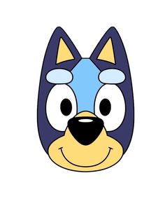 an animal mask with eyes and ears on it's face, which is drawn in blue