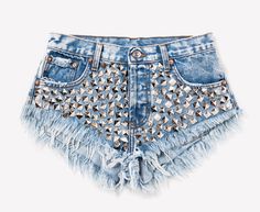 Wunderlust Acid Studded Babe Shorts Destroyed Denim Shorts, Studded Shorts, Diy Shorts, Studded Denim, Ripped Denim Shorts, Jeans Diy, Denim Cutoffs, Cut Off Jeans, Distressed Denim Shorts