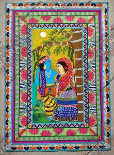 Madhubani art is a style of painting practiced in the Mithila region of India and Nepal. It is named after Mithila District in Bihar. It is one of India's most loved art forms. Madhubani painting made on canvas. If you want to Buy Please Dm me on Instagram. Radha Krishna Madhubani Painting, Krishna Drawing, Indian Painting, Madhubani Art, Madhubani Painting, Mural Painting, Radha Krishna, Indian Art