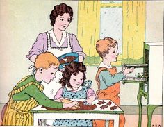 an image of a woman teaching children how to make cookies