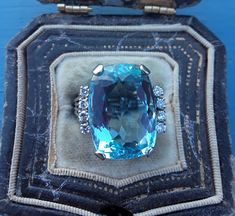 Absolutely Stunning 14k White Gold Diamond Aquamarine ring... Perfect Vintage Pre Owned Condition. Size 5, sizable. Weight 9.05 Grams. Color of Aquamarine is light to Medium blue, in depend on lighting. Aquamarine is about 18mm x 13mm.. Some Pics ENLARGED to see details. check Measurements please. all sales are final. Antique Box for Display Only. Gold and diamonds was tested by jeweler. Luxury Cushion Cut Gemstones For Wedding, Luxury Diamond Gemstones For Wedding, Wedding Fine Jewelry Gemstones With Diamond Accents, Fine Jewelry Gemstones With Diamond Accents For Wedding, Elegant Gemstones With Diamond Accents For Wedding, Elegant Wedding Gemstones With Diamond Accents, Elegant Cushion Cut Gemstones For Wedding, Luxury Brilliant Cut Topaz Ring For Wedding, Luxury Emerald Cut Topaz Wedding Ring