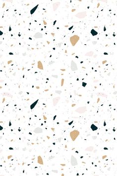 an abstract white background with black, gold and grey shapes on it's surface