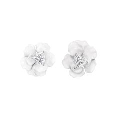 Snowflower Rose Studs | Over The Moon Luxury Jewelry With Rose Cut Diamonds In Flower Shape, Luxury White Gold Flower-shaped Jewelry, Luxury White Gold Flower Shaped Jewelry, White Luxury Earrings With Single Cut Diamonds, Luxury White Earrings With Single Cut Diamonds, Elegant Flower-shaped Rose Cut Diamond Jewelry, Elegant Rose Cut Diamond Flower Jewelry, Elegant Rose Cut Diamond Jewelry In Flower Shape, Luxury Rose Cut Diamond White Jewelry