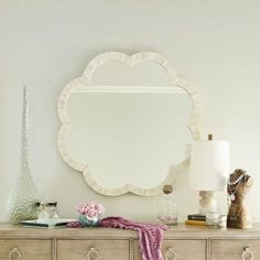 made goods Fiona mirror natural bone off white white shell Modern Decorative Wall, Amazing Rooms, Decorative Wall Mirrors, Scalloped Mirror, Outdoor Cart, Coastal Bathroom, Decorative Mirrors, Vanity Mirrors, Coastal Bathrooms