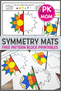 printable geometric mats for kids to make with the same pattern as they are in different colors