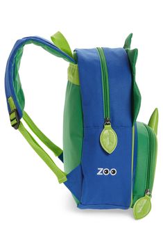 Friendly animal face invites smiles on a playful, practical backpack for on-the-go fun. Ages 3 and up Top zip closure Adjustable shoulder straps Front zip pocket; side mesh bottle pocket BPA- and phthalate-free Lined Polyester Hand wash cold, line dry Imported Kids' Wear Skip Hop Zoo, Pack Backpack, Skip Hop, Backpacking Packing, Blue Backpack, Kids Style, Animal Faces, Kids Backpacks, Kids Wear