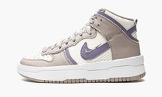 Shop WMNS Dunk High Rebel "Iron Purple" at Stadium Goods, the world's premier marketplace for authentic sneakers and streetwear. In stock and ready to ship. Nike Shoes Air Force, Retro Basketball Shoes, Nike High Tops, Blue Jordans, Retro Basketball, All Nike Shoes, Purple Nikes, Shoes Outfit Fashion, Nike Dunk High