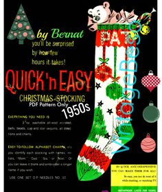 an advertisement for christmas stockings with teddy bears and ornaments on the stocking, as well as other holiday related items