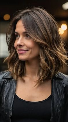 Layered Inspirations: 15 Shoulder-Length Hair Cuts That Slay with Style - TecArticles Shoulder Hair Length With Layers, Flattering Shoulder Length Hair, Shoulder Length Brown Hair Side Part, Haircuts For Midsize Women, Shoulder Length Hair Short Layers, Shoulder Length With Long Layers, Pretty Shoulder Length Hairstyles, Fun Shoulder Length Haircut, Layered Bob Medium Length