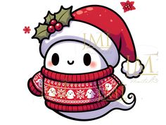 a cartoon character wearing a christmas hat and scarf