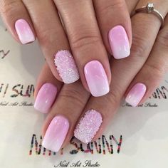 Запись от 30.06.2017 | Маникюр - дизайн ногтей | ВКонтакте Best Pink Nails, Nails With Glitter, Pink Ombre Nails, Sparkle Nails, Shellac Nails, Nails Pink, Dipped Nails