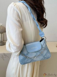 Bird in Bag - Womens Korean-Style Denim Square Shoulder Bag Square Shoulder Bag, Girly Bags, Baguette Bag, Denim Bag, Bird In Bag, Bag Bag, Denim Fashion, Color Blocking, Korean Fashion