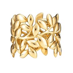 With beautifully sculpted leaves in 18k gold, Paloma honors the olive branch, a symbol of peace and abundance. Band ring in 18k gold. Original designs by Paloma Picasso. Paloma Picasso’s creations artfully combine timeless sophistication with bold style. Joining Tiffany in 1980, her love of strong shapes and exuberant color, both in her work and in her life, has made her an acclaimed designer and fashion icon.Details:Brand: Tiffany & CoStyle Pattern: Olive Leaf BranchMetal Purity: 18k Yellow Gol Paloma Picasso Jewelry, Tiffany Wedding Rings, Olive Leaf Ring, The Olive Branch, Rose Gold Band Ring, Tiffany Rings, Golden Rings, Jewelry Drawer, Symbol Of Peace