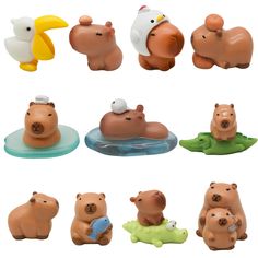 various toy animals sitting on top of each other