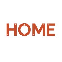 the word home written in black on a white background