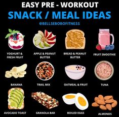 Easy Recipes Snacks, Easy Nutritious Meals, Easy Snack Ideas, Healthy Weight Gain Foods, Oatmeal With Fruit, Fruit Smoothie Recipes Healthy, Preworkout Snack, Pre Workout Food, Meal Inspiration