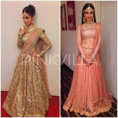 Yay or Nay : Divya Khosla Kumar in Sabyasachi and Tarun Tahiliani Dandiya Outfit, Indian Lengas, Indian Lenghas, Mughal Princess, Divya Khosla Kumar, Divya Kumar, Divya Khosla, Peach Lehenga, Rent Dresses