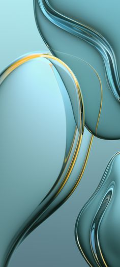 an abstract blue background with gold lines and curves in the shape of wavy shapes on top of each other